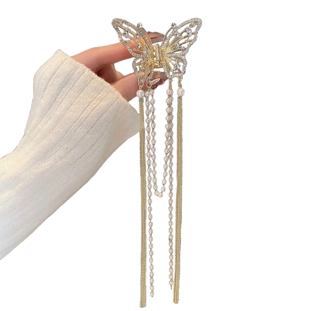 Stone Golden Butterfly Ladies Hair Clip