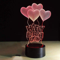 Seek Creation Happy Birthday Gift Love Balloons 3D Lamp LED Table Light Acrylic Night Lamp Gift